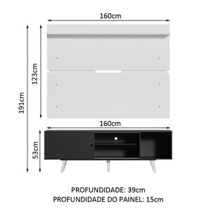 Rack Madesa Dubai e Painel para Tv até 65 Polegadas com Pés