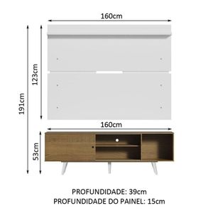 Rack Madesa Dubai e Painel para Tv até 65 Polegadas com Pés
