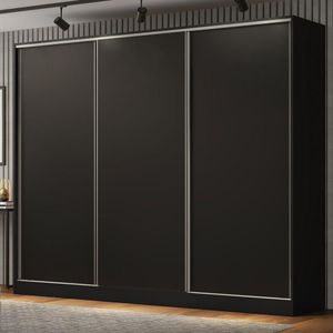 Guarda Roupa Casal Royale 3 Portas de Correr Preto