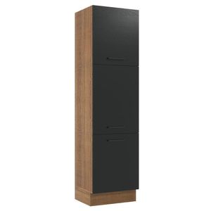 Paneleiro Madesa Agata 60cm 3 Portas Rustico Preto