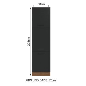 Paneleiro Madesa Agata 60cm 3 Portas Rustico Preto