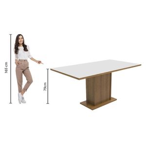 Mesa Madesa Retangular Tampo de Madeira 5275 Rustic branco