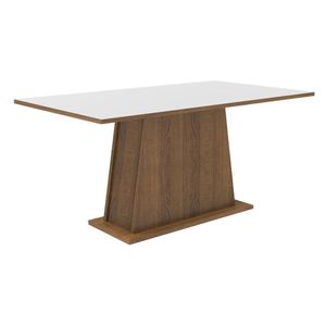 Mesa Madesa Retangular Tampo de Madeira 5364 Rustic branco