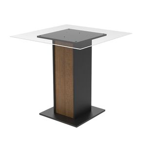 Mesa Madesa Quadrada com Tampo de Vidro 5332a Preto e Rustic