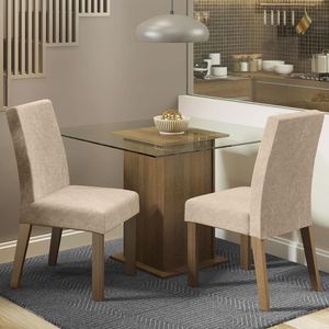 Mesa Tampo De Vidro Com 2 Cadeiras Rustic/Imperial