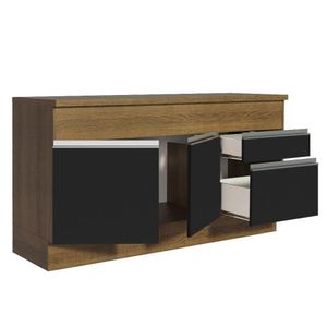 Balcão Pia Madesa Glamy 150Cm 2 Portas 2 Gaveta Rustic Preto