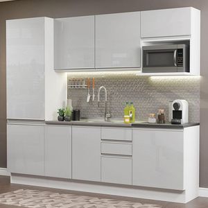 Cozinha Completa Mdf Madesa Acordes Frentes Branco Brilho