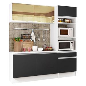 Cozinha Compacta Diamante Pop com Armário Branco Preto