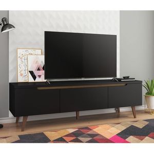 Rack Retrô Reims Para Tv Até 75" Pés De Madeira Preto
