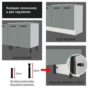 Cozinha Completa 180001 Com Armário E Balcão Branco/Cinza