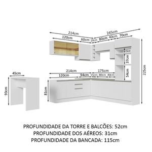 Cozinha Completa 504001 Com Armário E Bancada Branco Branco