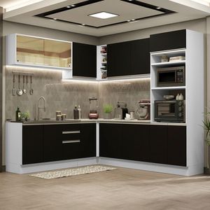 Cozinha Completa 459001 Com Armário E Balcão Branco/Preto