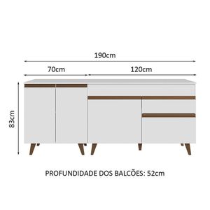 Kit Com 2 Balcões De Cozinha 4 Portas 1 Gaveta Branco