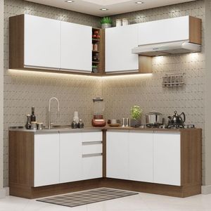 Cozinha Completa 349003 Com Armário E Balcão Rustic/Branco