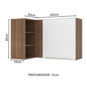 Armário Aéreo Com Adega 1 Porta Rustic/Branco Veludo