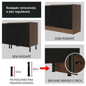 Cozinha Completa 270004 Com Armário E Balcão Rustic/Preto