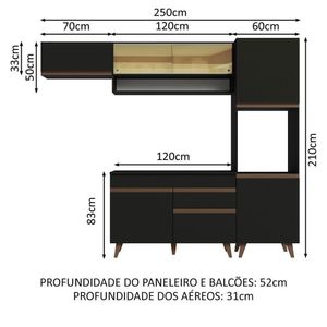 Cozinha Completa 250004 Com Armário E Balcão Preto Preto