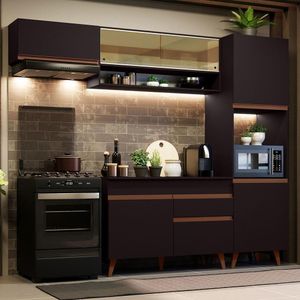 Cozinha Completa 250004 Com Armário E Balcão Preto Preto