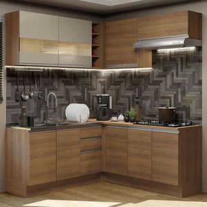 Cozinha 349001 Com Armário E Balcão Rustic/Rustic/Crema