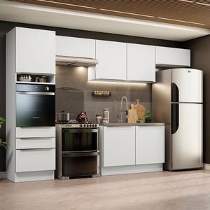 Cozinha 340001 Com Armário E Balcão Branco/Branco Veludo