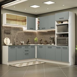 Cozinha Completa 459001 Com Armário E Balcão Branco/Cinza