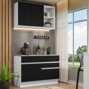 Armário De Cozinha Compacta 120cm Branco/Preto
