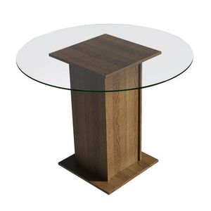 Mesa De Jantar Redonda 5324 Com Tampo De Vidro RusticRustic