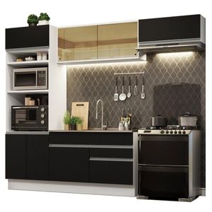 Cozinha Completa 270011 Com Armário E Balcão Branco/Preto