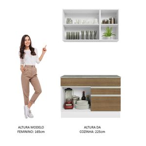 Armário De Cozinha Compacta 120cm Branco/Rustic