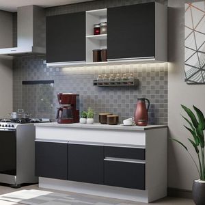 Cozinha Compacta 150001 Com Armário E Balcão Branco/Preto