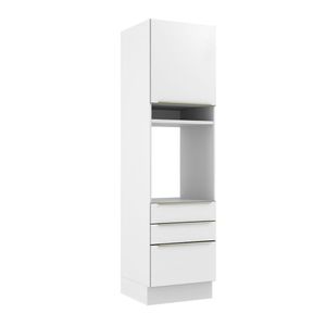 Torre Quente 60 Cm 1 Porta 3 Gavetas Branco/Branco Veludo