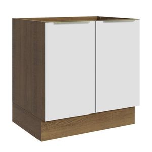 Balcão 80 Cm 2 Portas (sem Tampo) Rustic/Branco Veludo