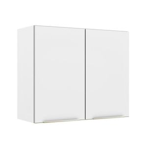 Armário Aéreo 80 Cm 2 Portas Branco/Branco Veludo