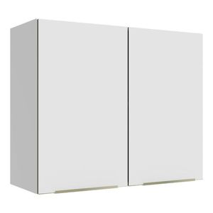 Armário Aéreo 80 Cm 2 Portas Branco/Branco Veludo