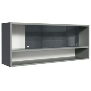 Armário Aéreo 2 Portas De Correr De Vidro Neutral E 1 Nicho Cinza Nice Madesa Cinza