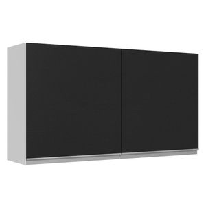 Armário Aéreo 100% Mdf 120 Cm 2 Portas Branco/preto Acorde