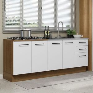 Kit Com 2 Balcões De Cozinha 3 Gavetas 4 Portas