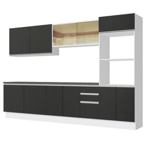 Armário De Cozinha Completa 100% Mdf 310cm 01 Branco/preto