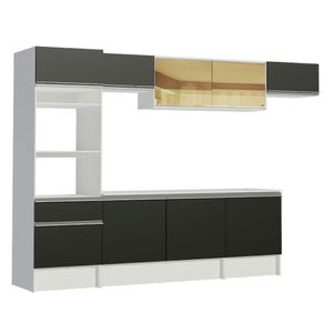 Armário De Cozinha Completa 300cm Branco preto