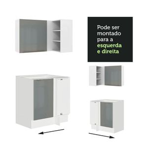 Armário De Cozinha Completa De Canto 546cm Branco cinza