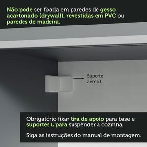 Armário De Cozinha Completa Suspenso 260Cm Cinza
