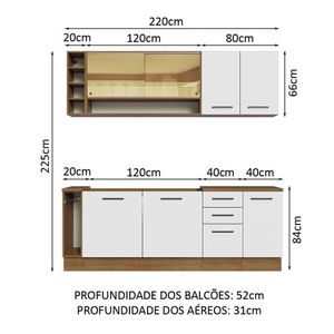 Armário De Cozinha Completa 220cm Rustic/branco Madesa