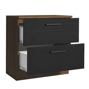 Balcão 80Cm 2GVT Rustic/Preto Agata Madesa Rustic/Preto