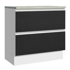 Balcão 80Cm 2GVT Branco/Preto Glamy Madesa Branco/Preto