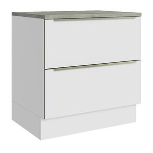 Balcão 80Cm 2GVT Branco/Branco Veludo Lux Madesa Branco