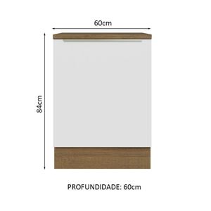 Balcão 60Cm 1PTA Rustic/Branco Veludo Lux Madesa Rustic