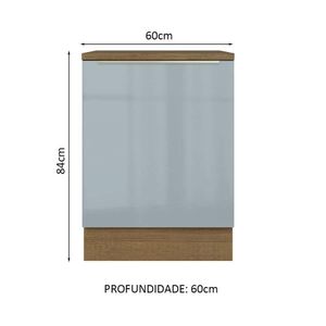 Balcão 60Cm 1PTA Rustic/Cinza Lux Madesa Rustic/Cinza