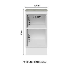 Balcão 40Cm 1PTA Branco/Cinza Lux Madesa Branco/Cinza