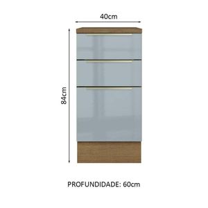 Balcão 40Cm 3GVT Rustic/Cinza Lux Madesa Rustic/Cinza