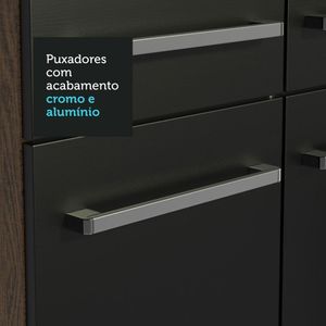 Armário De Cozinha Completa 325Cm Madesa 05 Rustic/Preto